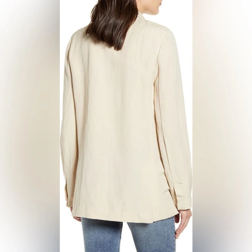 NWT RAILS Flynn Blazer In Taupe Linen Blend Boxy Oversized Relaxed Workwear S - Picture 4 of 16